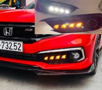 Độ đèn led cản civic mẫu bugati, độ đèn led cản trước Honda civic siêu đẹp